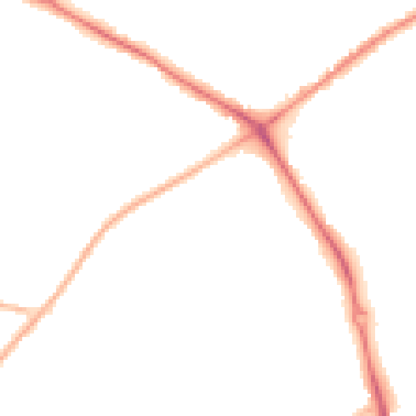 Night-time road noise heatmap for NG19 0AN