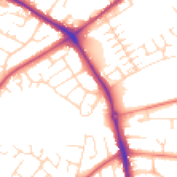 Daytime road noise heatmap for NG19 0AR