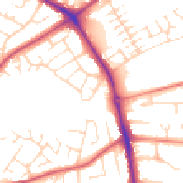 Daytime road noise heatmap for NG19 0AS