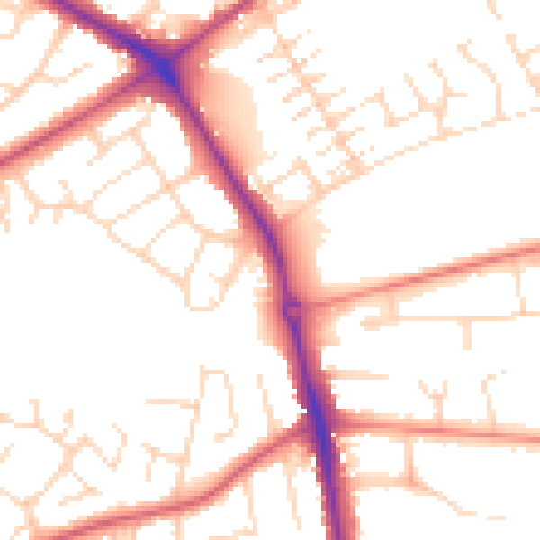 Daytime road noise heatmap for NG19 0AT