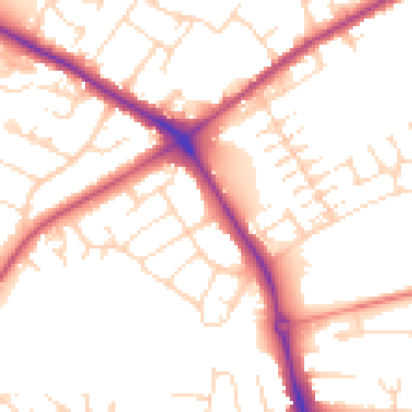 Daytime road noise heatmap for NG19 0AX