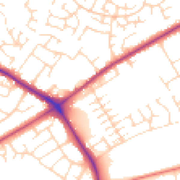 Daytime road noise heatmap for NG19 0BE