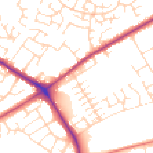 Daytime road noise heatmap for NG19 0BG