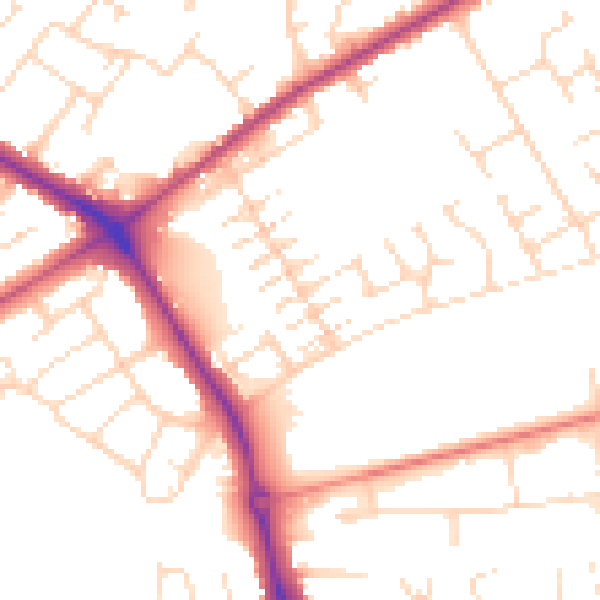 Daytime road noise heatmap for NG19 0BN