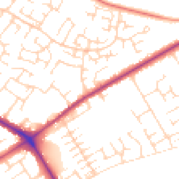 Daytime road noise heatmap for NG19 0BT