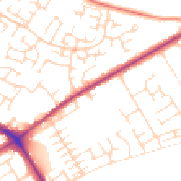 Daytime road noise heatmap for NG19 0BU