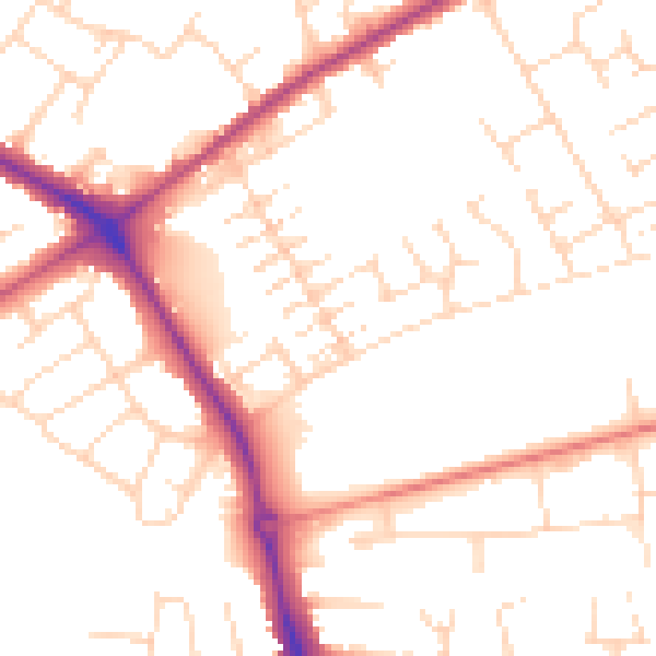 Daytime road noise heatmap for NG19 0BW