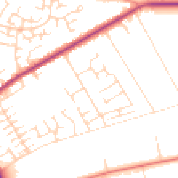 Daytime road noise heatmap for NG19 0BZ