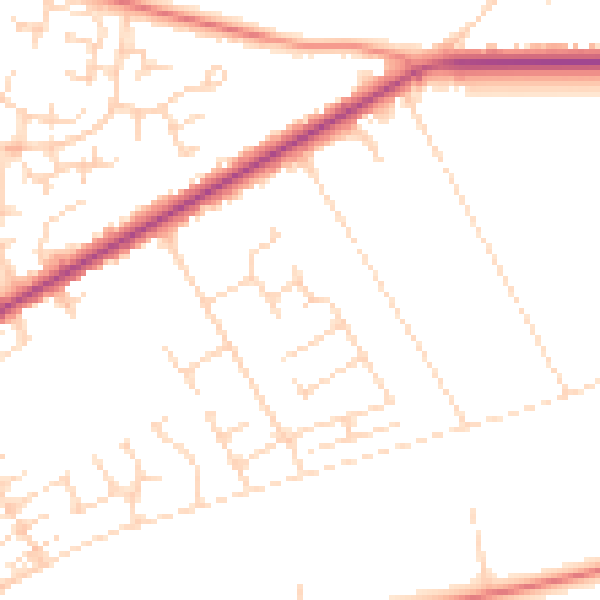 Daytime road noise heatmap for NG19 0DG