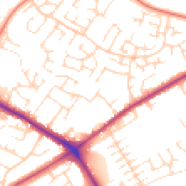 Daytime road noise heatmap for NG19 0DL