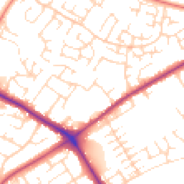 Daytime road noise heatmap for NG19 0DN