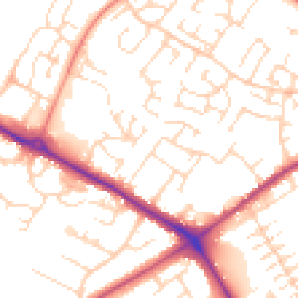 Daytime road noise heatmap for NG19 0DP