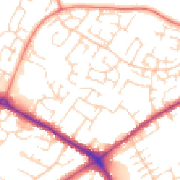 Daytime road noise heatmap for NG19 0DS