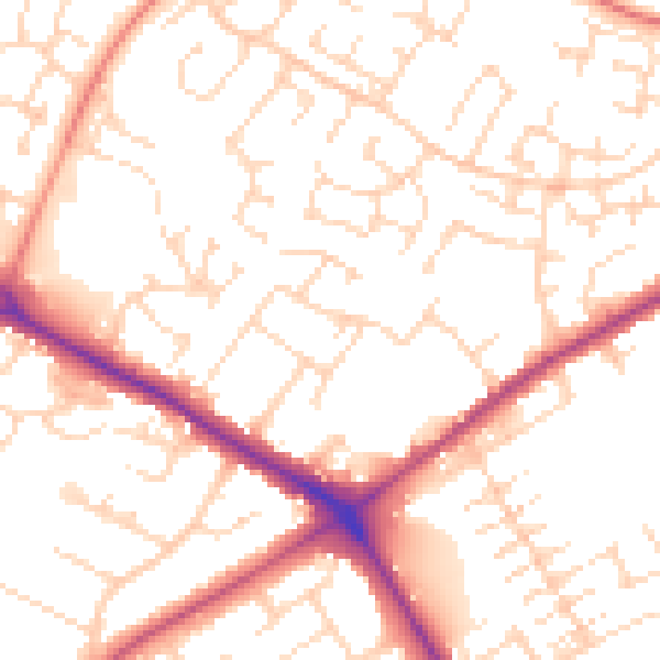 Daytime road noise heatmap for NG19 0DT
