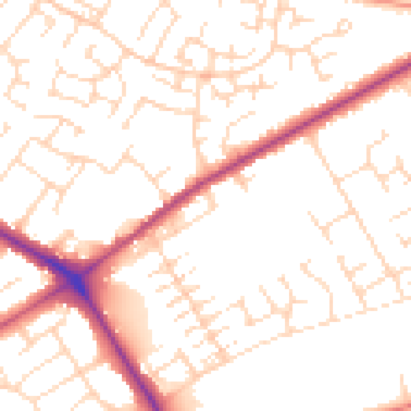 Daytime road noise heatmap for NG19 0DU