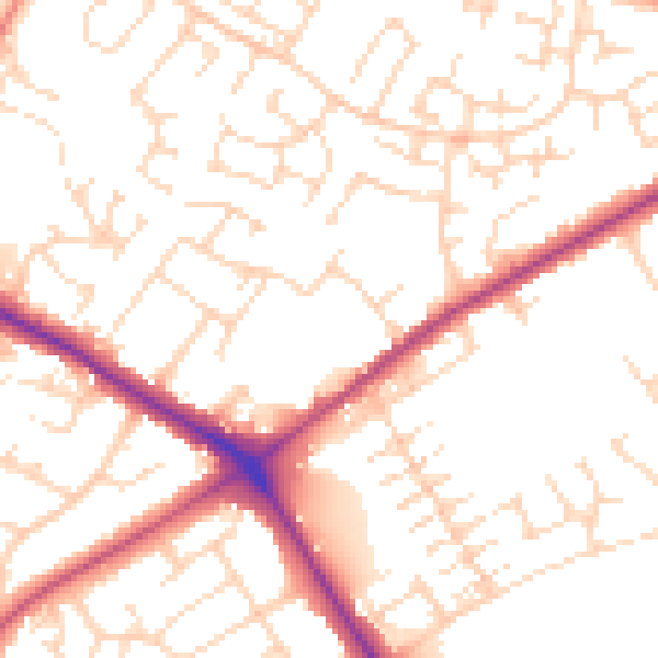 Daytime road noise heatmap for NG19 0DW