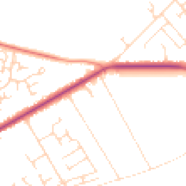 Daytime road noise heatmap for NG19 0GD