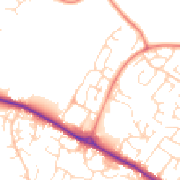 Daytime road noise heatmap for NG19 0GJ