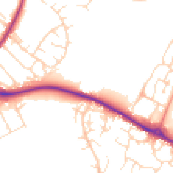 Daytime road noise heatmap for NG19 0HD