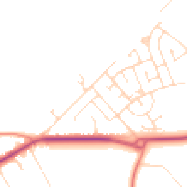 Daytime road noise heatmap for NG19 0JJ