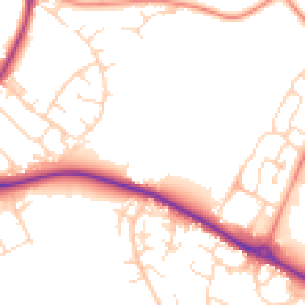 Daytime road noise heatmap for NG19 0JR