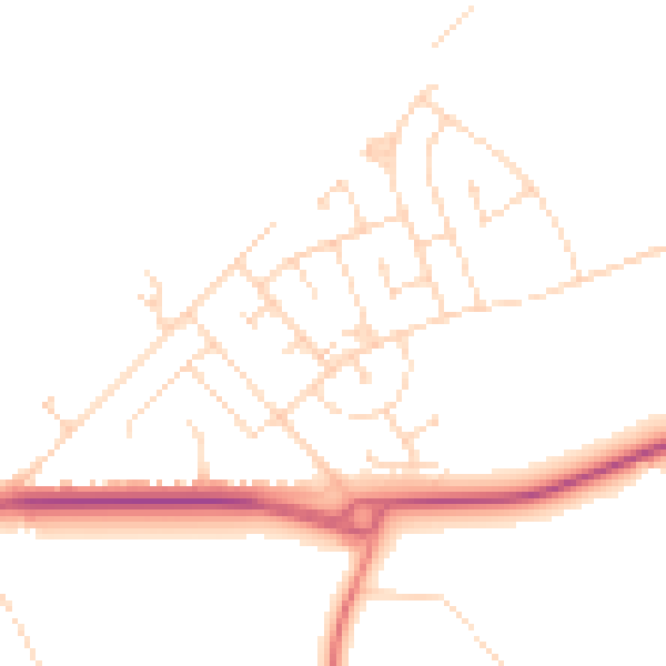 Daytime road noise heatmap for NG19 0JW