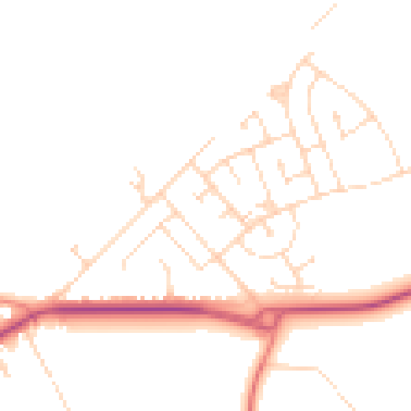 Daytime road noise heatmap for NG19 0JY