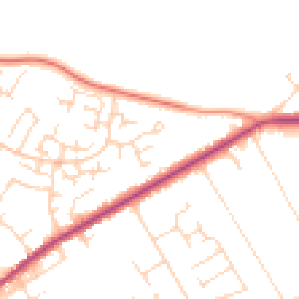 Daytime road noise heatmap for NG19 0LS