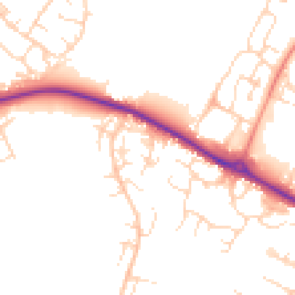 Daytime road noise heatmap for NG19 0NA