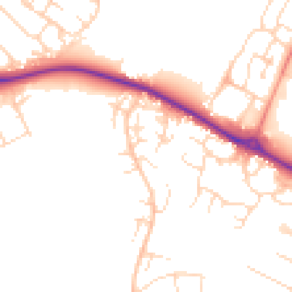 Daytime road noise heatmap for NG19 0NF