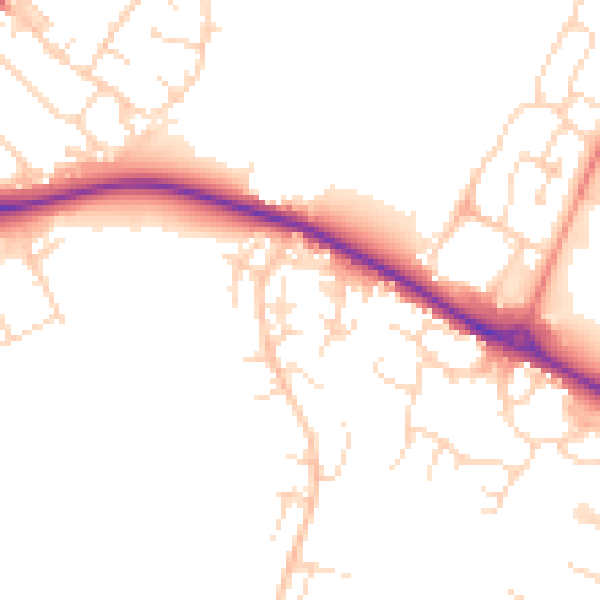 Daytime road noise heatmap for NG19 0NG