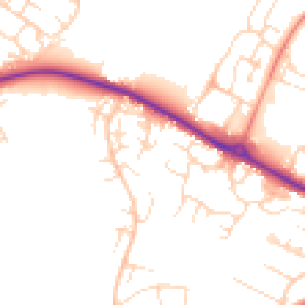 Daytime road noise heatmap for NG19 0NH