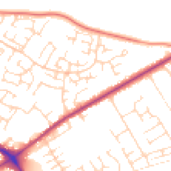 Daytime road noise heatmap for NG19 0NJ