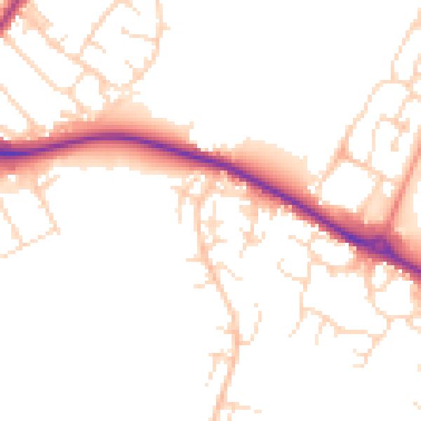 Daytime road noise heatmap for NG19 0NQ