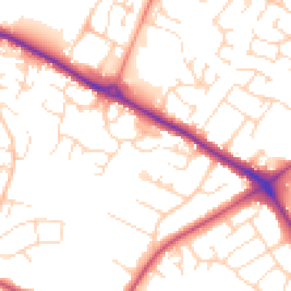 Daytime road noise heatmap for NG19 0QY