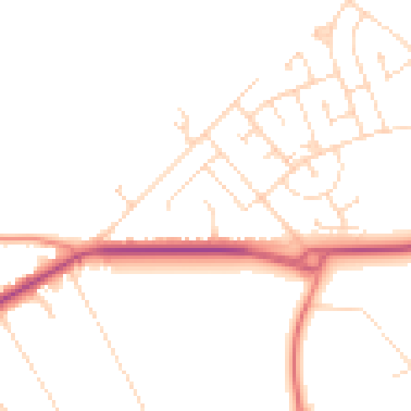 Daytime road noise heatmap for NG19 0RQ