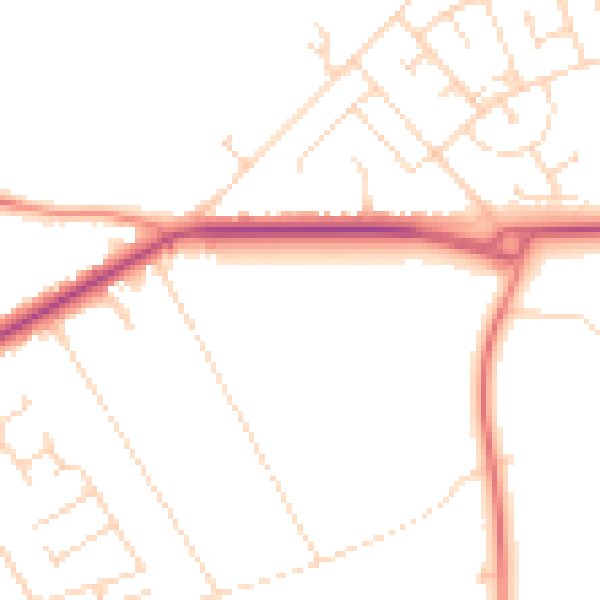 Daytime road noise heatmap for NG19 0RX