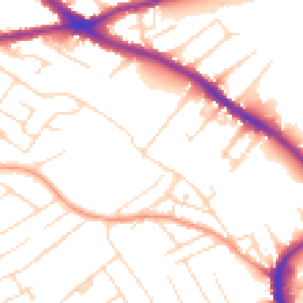 Daytime road noise heatmap for NG19 6BN