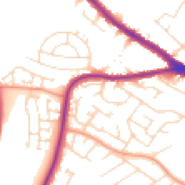 Daytime road noise heatmap for NG19 6DA