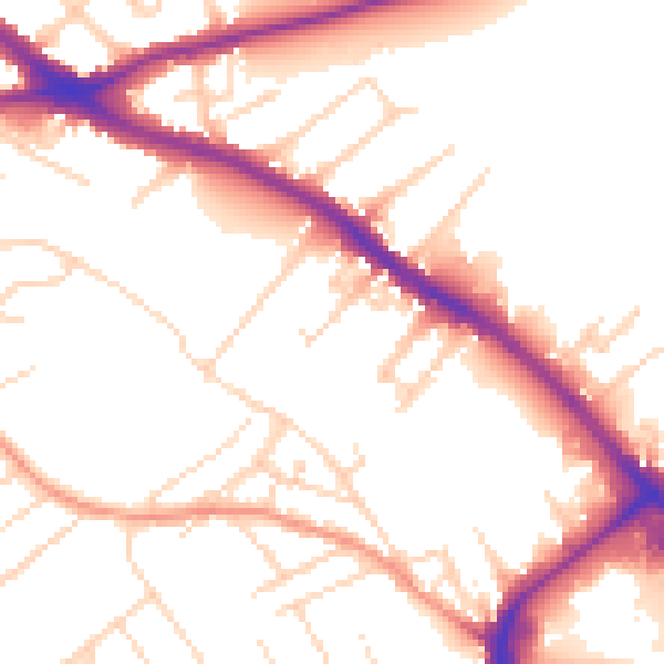 Daytime road noise heatmap for NG19 6FA