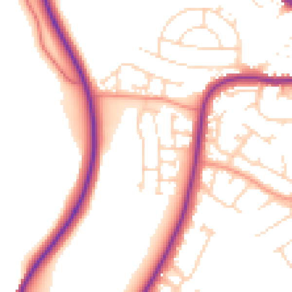 Daytime road noise heatmap for NG19 6FN