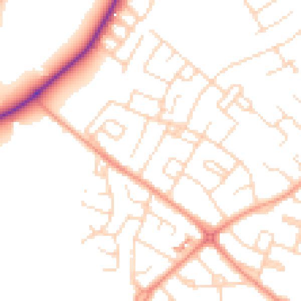Daytime road noise heatmap for NG19 6JU