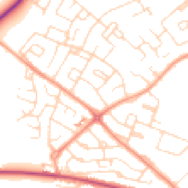 Daytime road noise heatmap for NG19 6LA