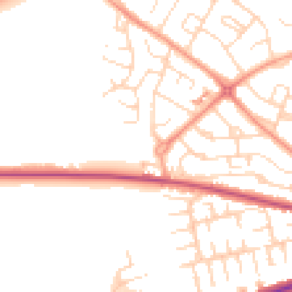 Daytime road noise heatmap for NG19 6LF