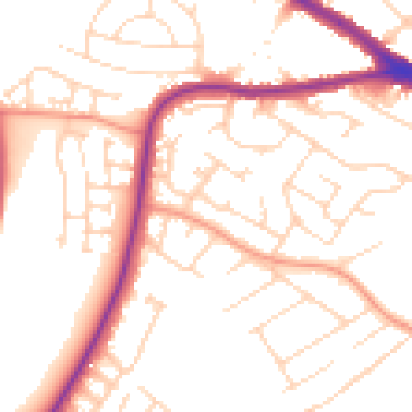 Daytime road noise heatmap for NG19 6NP