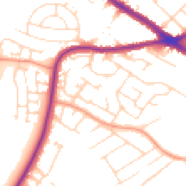 Daytime road noise heatmap for NG19 6NU