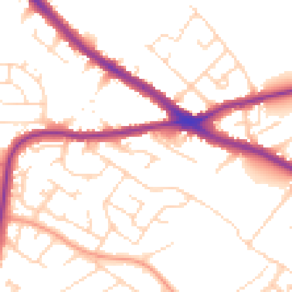 Daytime road noise heatmap for NG19 6NZ