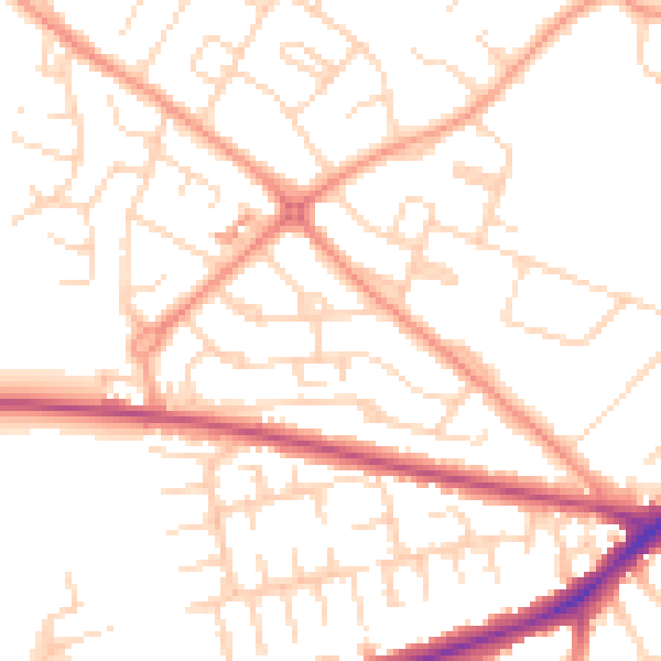 Daytime road noise heatmap for NG19 6PY