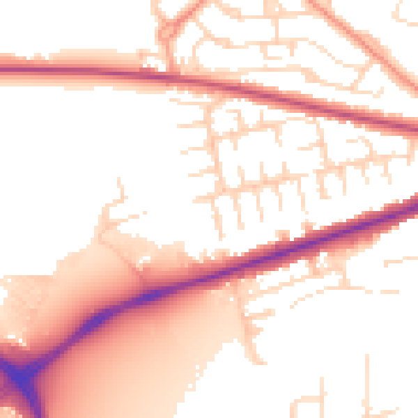 Daytime road noise heatmap for NG19 6RP