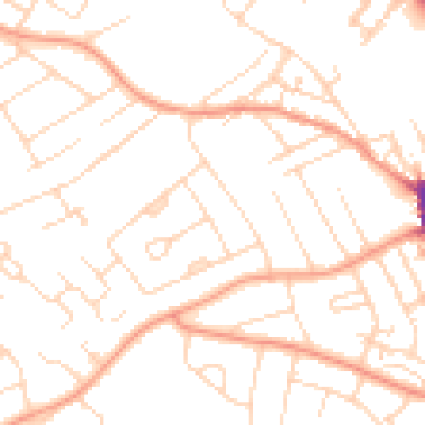 Daytime road noise heatmap for NG19 6TA